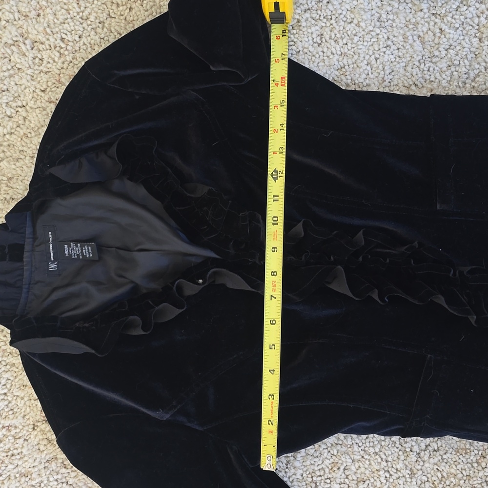Inc Black Velvet Zippered Blazer Medium - Picture 7 of 10